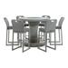 Furniture of America Hiburan Faux Wicker 7-Piece Patio Bar Table Set with Ice Bucket Gray