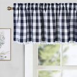 Gymchoice Buffalo Plaid Valances for Kitchen Buffalo Check Gingham Pom Pom Valance Curtains for Windows Cafe Curtains Bathroom Window Curtains