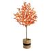 Nearly Natural 6ft. Artificial Autumn Maple Tree with Handmade Jute & Cotton Basket Orange