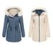 Diufon Down Coats for Women Thicken Reversible Hoodies Outwear Going Out Thermal Zip Up Puffer Jacket with Pocket