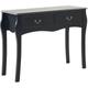 Modern Rustic Console Table Cabriole Legs 2 Drawers Scalloped Apron Black Klawock - Black
