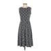 Charter Club Casual Dress - A-Line: Gray Checkered/Gingham Dresses - Women's Size P Petite