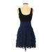 Express Casual Dress - Party Scoop Neck Sleeveless: Blue Solid Dresses - Women's Size 2