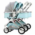 Double Baby Newborn Stroller - Twins Stroller for Infant and Toddler - Detachable Carriage with Mosquito Net - Gray A Color - Portable Folding Pram Trolley - Pack of 1 - Lightweight and Convenient