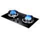 BZJPRFC Gas Stove 2 Burners, 4.8kW/7.2kW High Flame Wok Burner With Flameout Protection, Suitable For Home Kitchen, LPG/natural Gas Kit (Color : Black, Size : LPG)