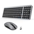 LeadsaiL, kabelloses Tastatur- und Maus-Set, 2.4 G, leise-schlank-Kombination (QWERTZ, deutsches Layout) mit 2-in-1 USB Nano Empfänger, für PC, Desktop, Laptop, Windows XP / 7 8 10, Mac, Grau