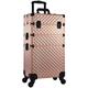 Professional 3 in 1 Make Up Trolley Beauty Box On Wheels Extra Large Vanity Case Hairdressing Trolley Makeup Rolling Case, Rose Gold