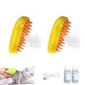 Steamy Cat Brush - Steam Cat Brush, 3in1 Cat Steamy Brush, Cat Spray Massage Comb, Rechargeable Cat Slicker Brush With Liquid Inlet, Cat Grooming Brush, Eliminate Flying Hair-yellow 2pcs