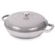 Shallow Cast Iron Casserole with Lid – Non Stick Dutch Oven Pot – Sturdy Ovenproof Stockpot Cookware – Enamelled Cooking Pot – Grey, 3L, 30cm – by Nuovva