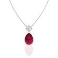 LORDS JEWELS Diamond Necklace for Women in 9 kt 375 White Gold with Chain 46 cm | Diamond Necklace For Women (Ruby)