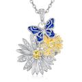 KINGWHYTE Daisy Necklace Butterfly Necklace 925 Sterling Silver Necklace Flower Necklace Daisy Gifts for Women Girls