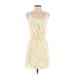 Studio M Casual Dress - Mini Scoop Neck Sleeveless: Yellow Floral Dresses - Women's Size Small