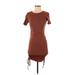 Zara Casual Dress - Sheath: Brown Solid Dresses - Women's Size Small