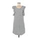 J.Crew Factory Store Casual Dress - Shift Scoop Neck Short sleeves: Gray Print Dresses - Women's Size Medium