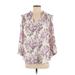 LC Lauren Conrad Long Sleeve Blouse: Pink Floral Tops - Women's Size 0X Plus