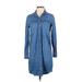 Old Navy Casual Dress - Shirtdress Collared 3/4 sleeves: Blue Print Dresses - Women's Size X-Small