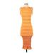 Zara Casual Dress - Midi High Neck Sleeveless: Orange Print Dresses - Women's Size X-Small