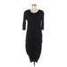 James Perse Casual Dress - Midi Scoop Neck 3/4 sleeves: Black Print Dresses - Women's Size Small