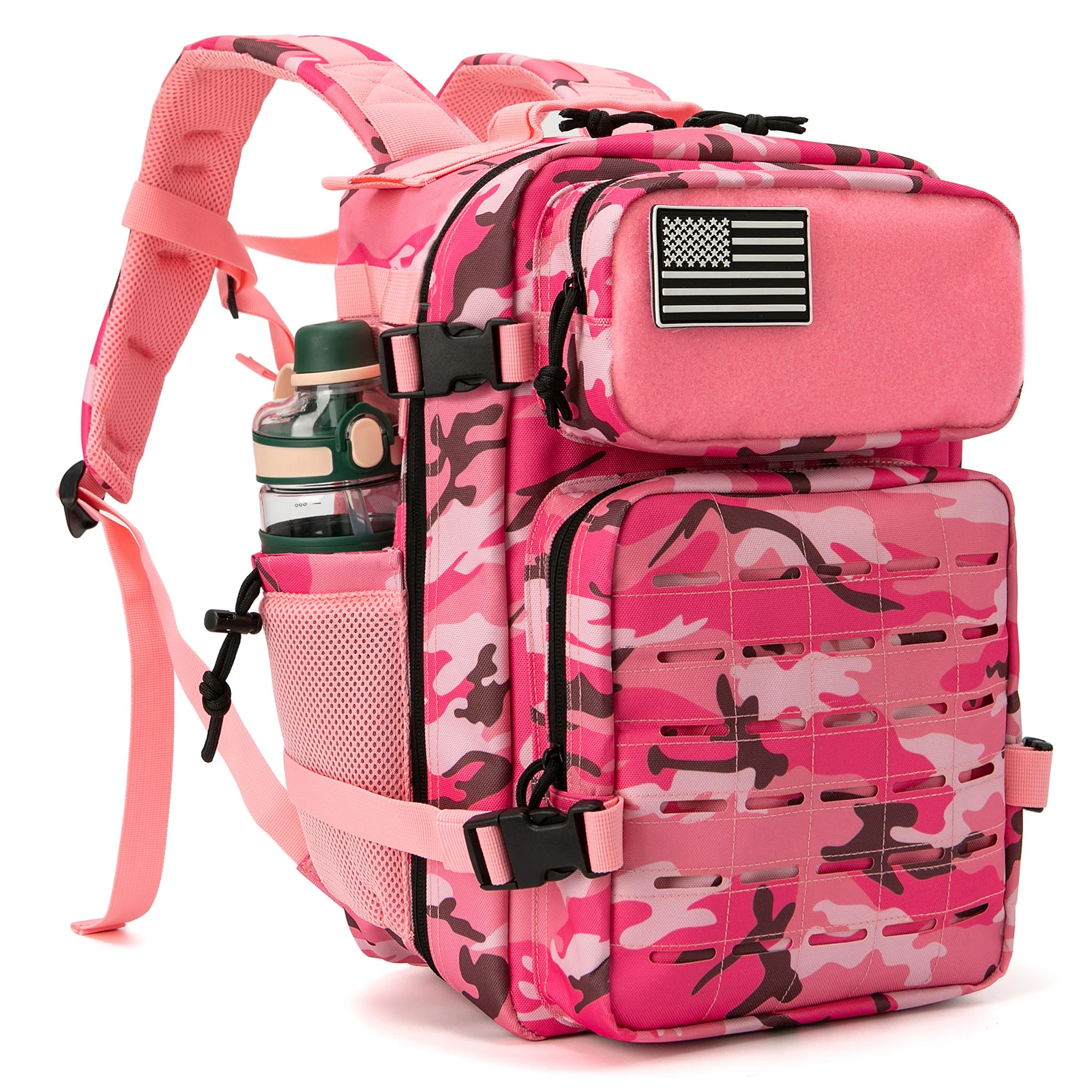 Sac à dos tactique 25L/45L pour femmes/hommes, sac de survie Molle découpé au Laser, sac d'école, sac à dos de gymnastique avec double porte-gobelet