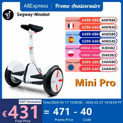 Ninebot Mini Pro Scooter électrique à équilibrage automatique Segway 18km h Vitesse 30km