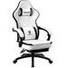 Inbox Zero Adjustable Reclining Ergonomic Swiveling PC & Racing Game Chair w/ Footrest in White/Black | 50 H x 20.1 W x 19.3 D in | Wayfair