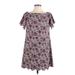 Banana Republic Factory Store Casual Dress - Shift Boatneck Short sleeves: Purple Floral Dresses - Women's Size 8