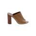 Tory Burch Mule/Clog: Slip-on Chunky Heel Boho Chic Tan Print Shoes - Women's Size 9 - Open Toe