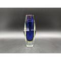 Murano Mandruzzato faceted Sommerso Glas glass 2,15KG Vase block blau gelb klar Italy design 60s 60er 70s 70er vintage