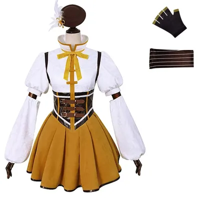 Anime Tomoe Mami Cosplay Kostüm Erwachsene Frauen Mädchen Lolita Kleid Hut Anzug Halloween Party Image
