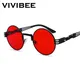 Vivibee 2024 trend schwarz runde sonnenbrille frauen hip hop sonnenbrille punk männer steampunk