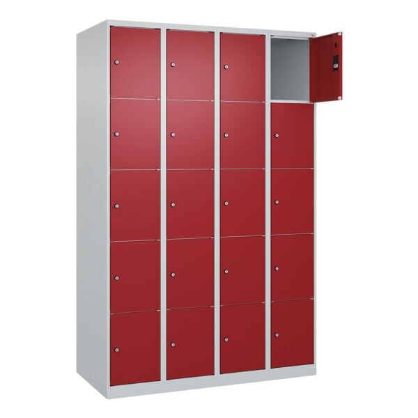 CP Schließfachschrank »Classic Plus Korpus lichtgrau« 4x5 Fächer rot, 120x185x50 cm