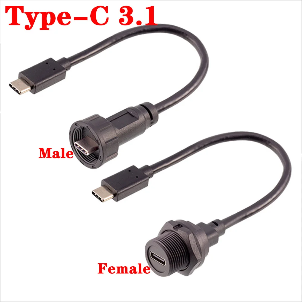 Gewinde TYP C Wasserdicht IP67 IP68 Ladedatenanschluss USB 3.1 Typ-C Männlich Weiblich Installation PCB Steckdose USB3.1 Image