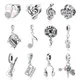 925 Sterling Silver Charms Love Music Notes Piano Crystals Pendant Beads Fit Pandora Bracelets