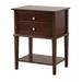 Wood Veneers Nightstand Storage Cabinet with Open Storage Shelf and Dove Tail Felt Lined Top Drawer End Table for Bedroom, Brown