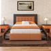 Upholstered Button Tufted Queen Platform Bed with 4 Drawers