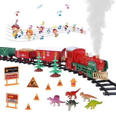 Electric Train Set for Boys Girls, Christmas Train Set with Real Smoke, Sounds & Lights