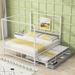 Queen Size White Metal Canopy Platform Bed with Twin Size Trundle and 3 Storage Drawers