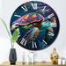 Designart "Colorful Deep Sea Turtle Portrait I" Animals Turtle Oversized Wall Clock