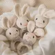 1pc Baby Music Teether Rattle Toy for Child Wooden Toys Cartoon Bunny Crochet Rattle Soother