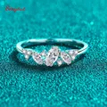 Smyoue 0.58cttw Marquise Cut Weeding Moissanite Rings for Women Double Halo High Quality 925