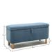 Blue Storage Ottoman Bench Upholstered Fabric Storage Bench End of Bed Stool with Clamshell Shoe Bench for Bedroom Entryway