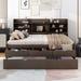 Twin/Full Captain Bed with Trundle and 3 Storage Drawers, Wooden Daybed Plarform Bed with Built-in Bookshelves for Kids Teens