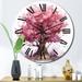 Designart "Pink Blossoming Tree Watercolor Bliss" Landscape Trees Oversized Wall Clock