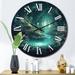 Designart "Magical Lake Visions Retro Blue Botanicals II" Christianism Oversized Wall Clock