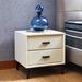 Modern Nightstand with 2 Drawers, Night Stand with PU Leather and Hardware Legs, End Table, Bedside Cabinet