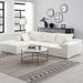 Contemporary Sofa Set - Convertible Sleeper - Adjustable Back - L-Shape Spacious and Comfortable White No Assembly Required
