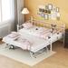 Twin Size Metal Daybed, Sofa Bed Frame with Pop Up Twin Trundle for Kids/Adult Bedroom, Adjustable Portable Folding