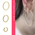 ZHUKOU gold color big/Medium/small hoop earrings Classic CZ crystal Round earring for women huggies