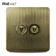 Wall Light Switch 2 Gang Toggle Antique Brass Steel Panel Wallpad H6 Series 4 Colors Options 86x86mm