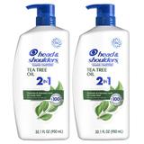 Head & Shoulders 2 In 1 Dandruff Shampoo And Conditioner Anti-Dandruff Treatment Tea Tree Oil For Daily Use 32.1 Oz Each Twin Pack